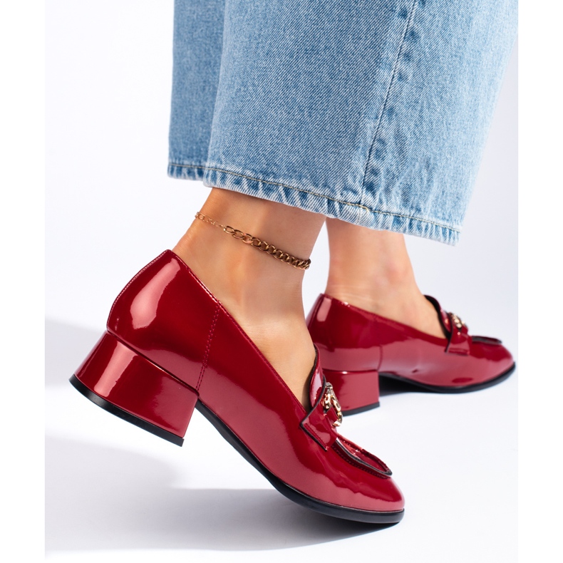 Sergio Leone Ženske crvene lakovane mokasine crvena 2