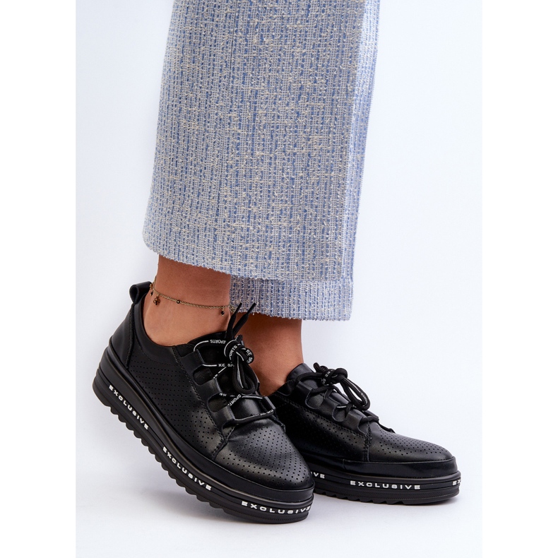 Ženske kožne cipele na platformu S.Barski LR769A crne crno 2