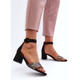 Sandale na visoku petu od brušene kože Maciejka 04141-48 crne crna 2