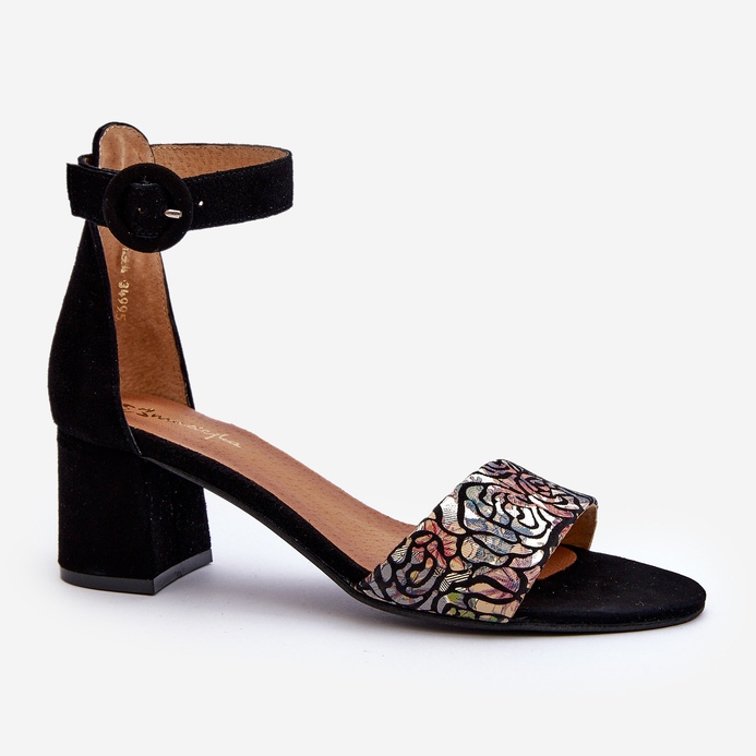 Sandale na visoku petu od brušene kože Maciejka 04141-48 crne crno 1