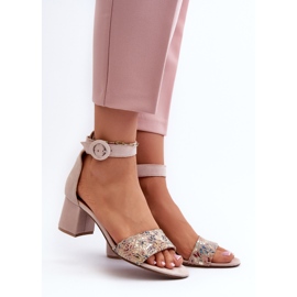 Sandale na visoku petu od brušene kože Maciejka 04141-49 Bež 2