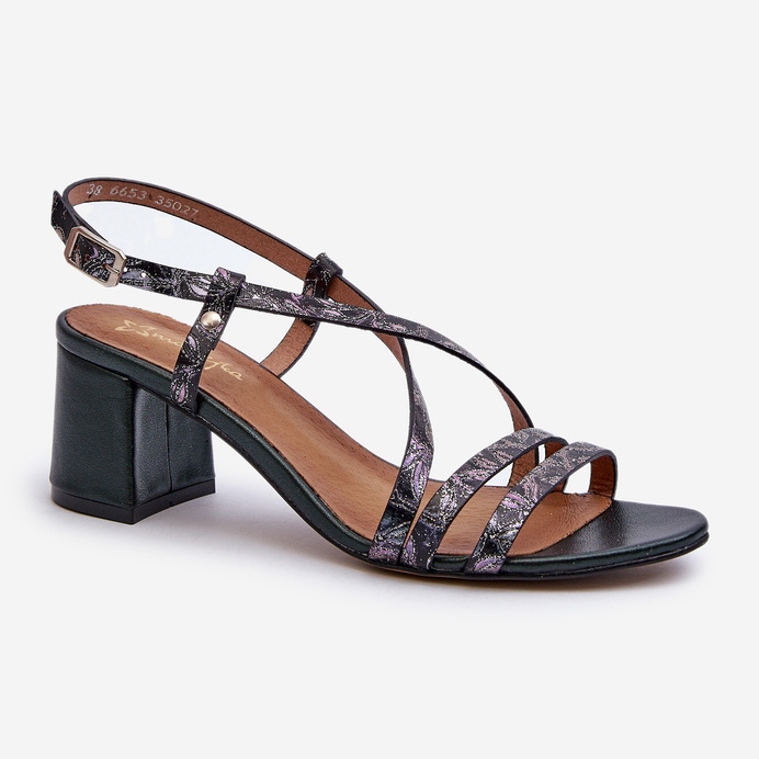 Kožne sandale na nisku petu Maciejka 06653-09 Tamno zelene zelena 1