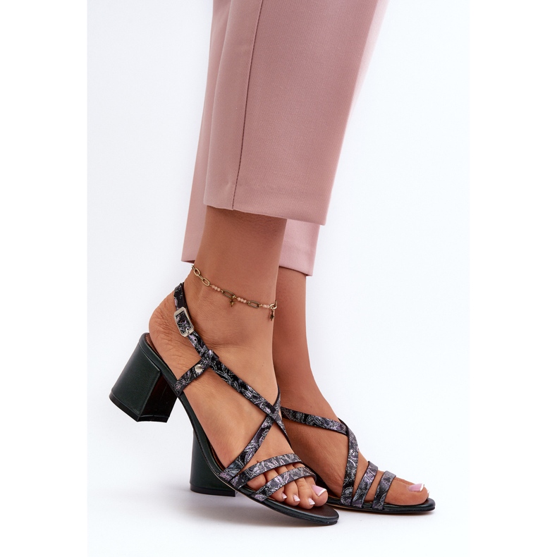 Kožne sandale na nisku petu Maciejka 06653-09 Tamno zelene zelena 2