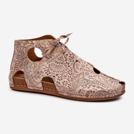 Kožne gležnjače s uzorkom Maciejka 03426-02 Bež 1