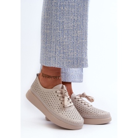 Kožne tenisice na platformi S.Barski LR278 Bež 2