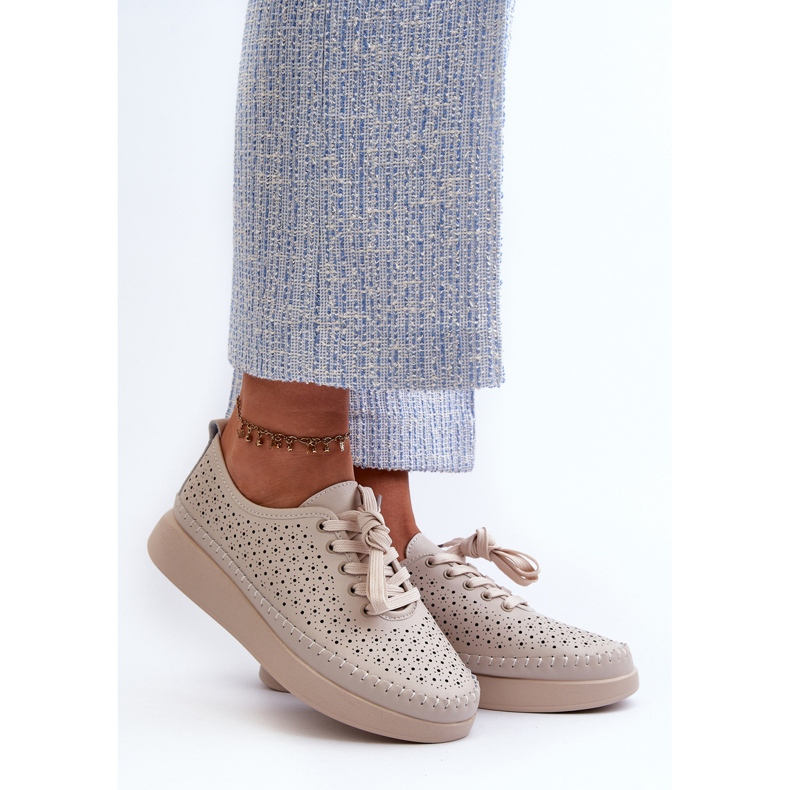 Kožne tenisice na platformi S.Barski LR278 Bež 2