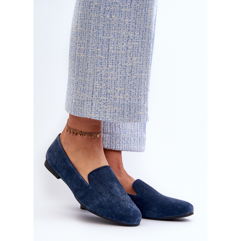 S.Barski Udobne mokasine od brušene kože tamnoplave Giovane plava 2