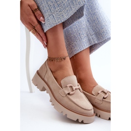 S.Barski Ženske mokasine od brušene kože s ukrasom D&amp;A TW117 bež 1