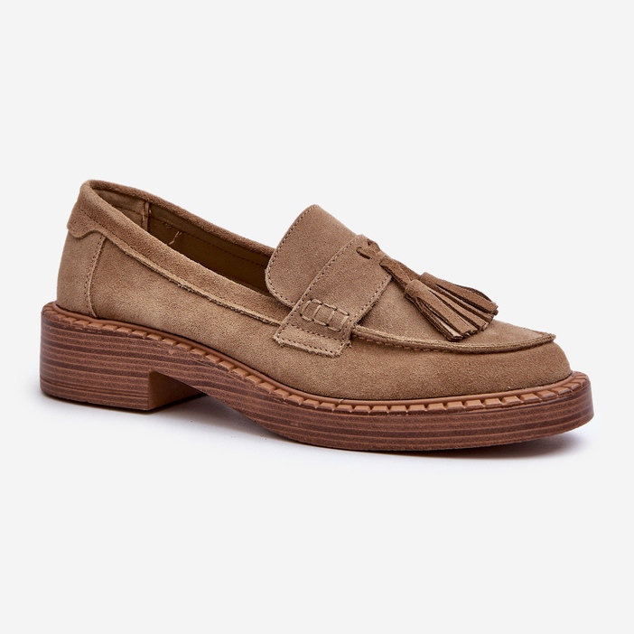S.Barski Ženske mokasine od brušene kože s resama D&amp;A TW107 smeđe smeđa 1