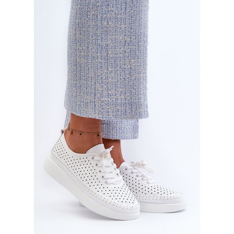 Kožne tenisice na platformi S.Barski LR278 Bijele bijela 2