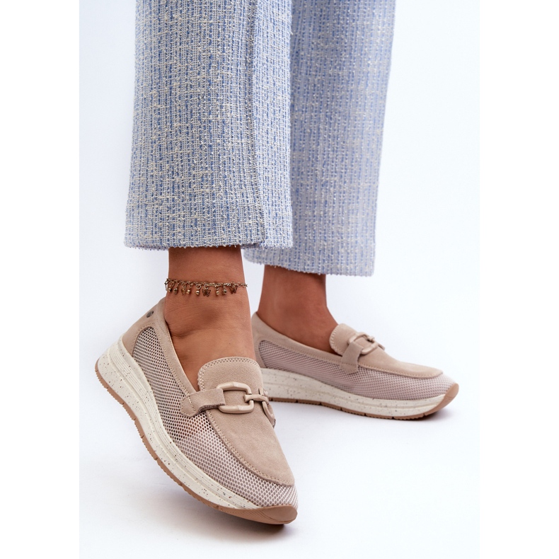 S.Barski Ženske mokasine od brušene kože D&amp;A TW210 bež 2