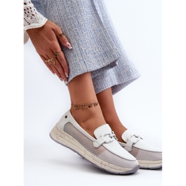 S.Barski Ženske kožne mokasine D&amp;A TW210 Bijele bijela 1