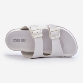 Lagane muške japanke s kopčama Big Star NN174594 Bijele bijela 1