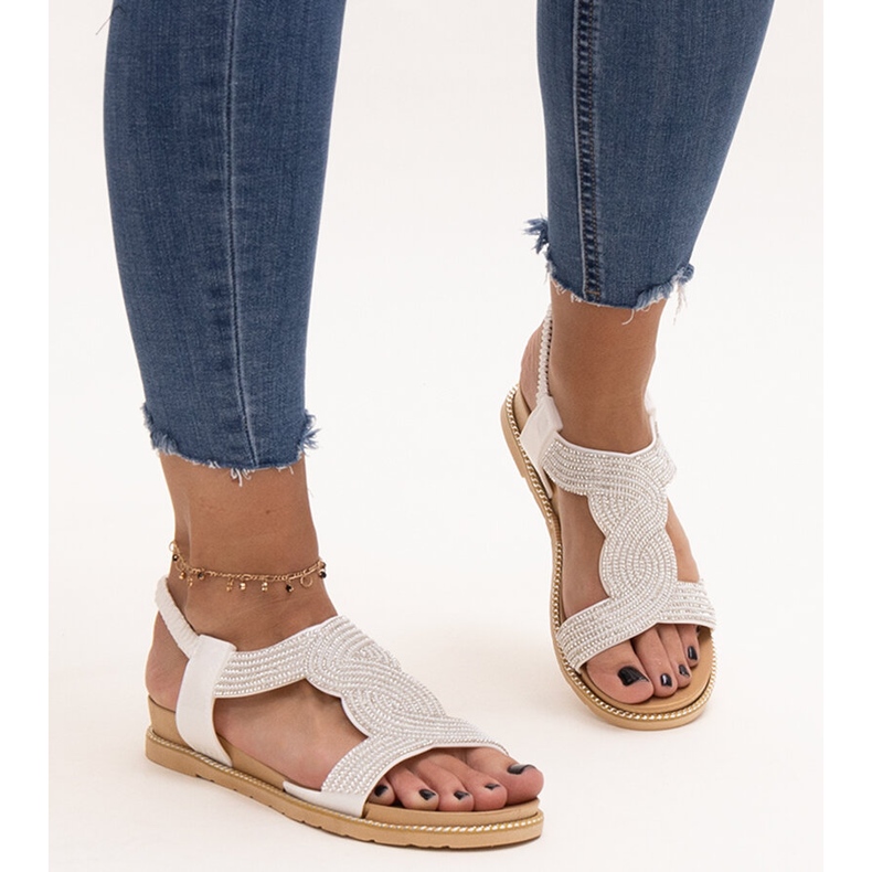 Bijele sandale ukrašene Gairsa cirkonima bijela 2