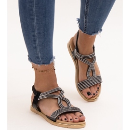 Crne sandale ukrašene Detila cirkonima crna 2