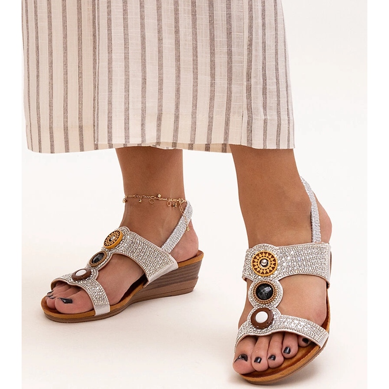 Sjajne niske sandale na klin od Azeeze srebro 1