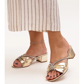 Mule na visoku petu ukrašene Anbrani cirkonima zlatna 1