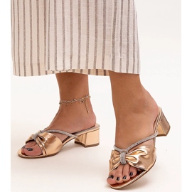 Mule na visoku petu ukrašene Anbrani cirkonima zlatna 1