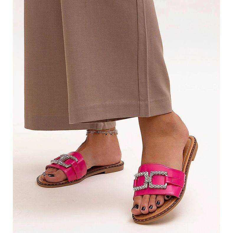 Rochaela tamnoružičaste japanke s ukrasnom kopčom ružičasta 1