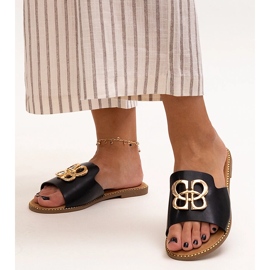 Crne japanke ukrašene Perkin kopčom crna 1