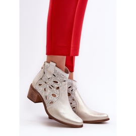 Lewski Shoes Ažurirane kožne gležnjače Cipele Lewski 3170/2 Zlatna guma 2