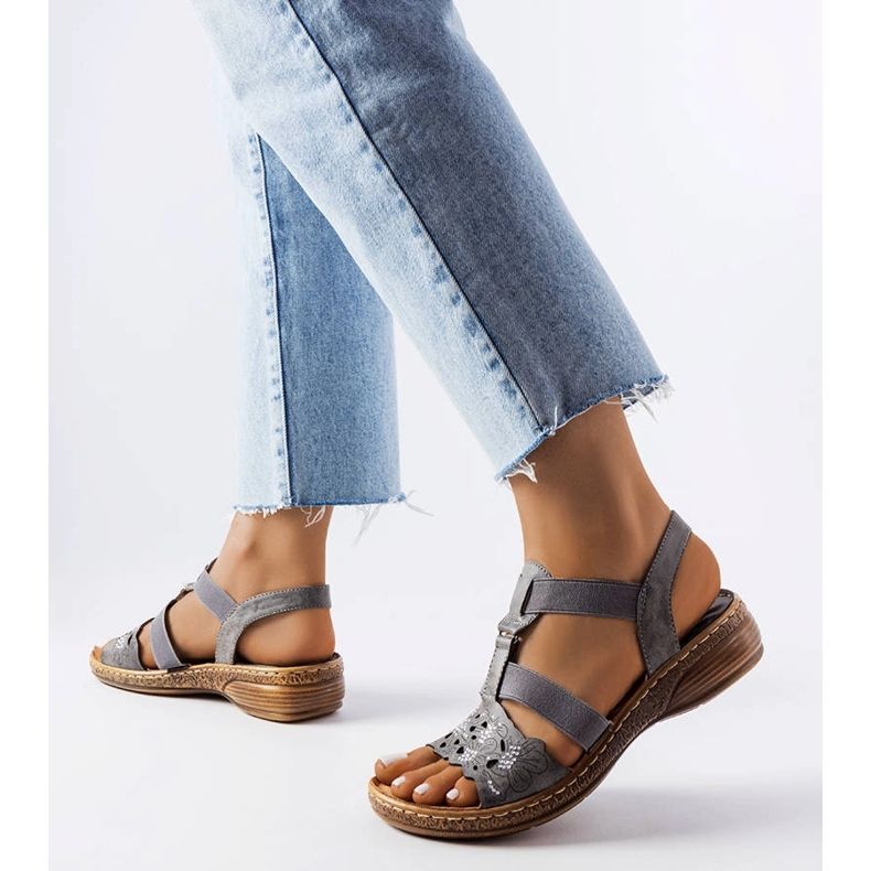 Evento Sive sportske sandale sa kamenčićima iz Rossignola siva 1