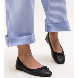 Crne balerinke s mašnom i kožnim umetkom Rosaly crna 1