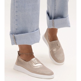 Etels zlatne perforirane kožne tenisice zlatna 1