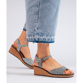 Udobne ženske sandale na klin Sergio Leone bijela 1