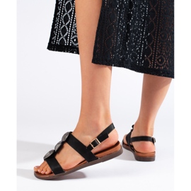 Sergio Leone Ženske crne udobne ravne sandale crno 2