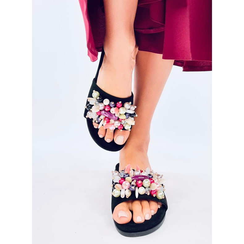 Lumsen Crne japanke sa šarenim kamenčićima crna 1