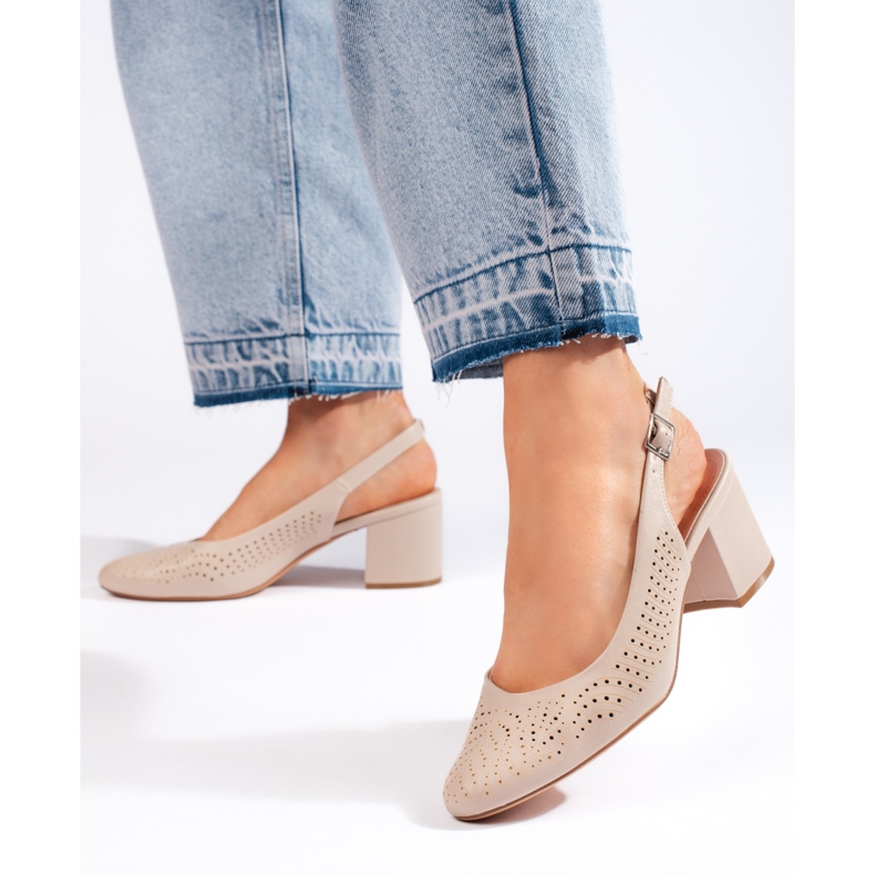 Sergio Leone Ažurne cipele s visokom petom od Sergia Leonea bež 1