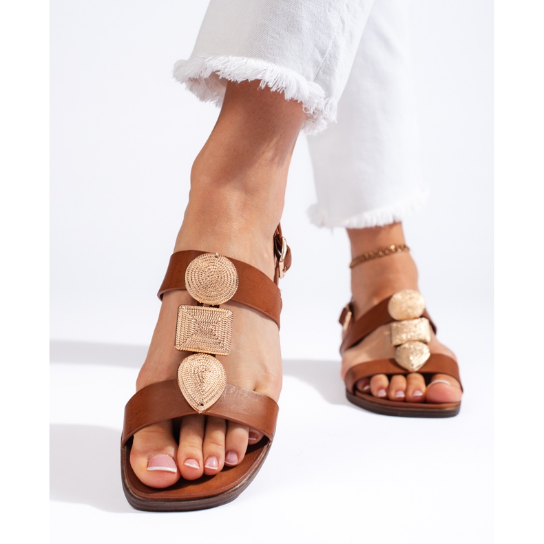 Ženske smeđe ravne sandale Sergio Leone smeđa 1