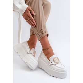 Zazoo 3458 Ženske kožne mokasine s ukrasom, bijele bijela 1