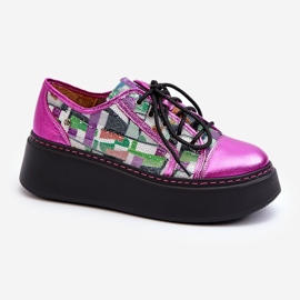 Ženske kožne tenisice na platformu Maciejka 06479-15 Fuchsia ružičasta 1