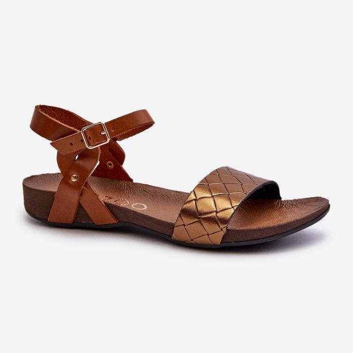 Zazoo 40027 Ženske ravne kožne sandale, bakar smeđa 1