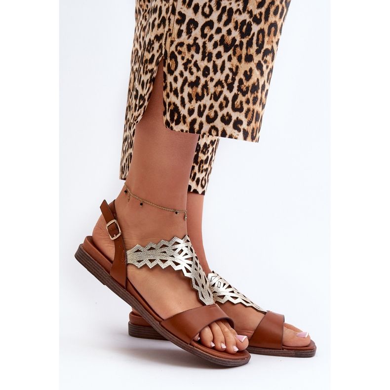 Sergio Leone SK070H Ženske ravne sandale, smeđe smeđa 2