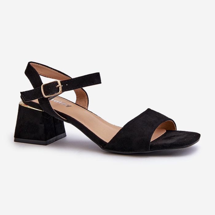 Ženske sandale na bloku od eko antilop kože, crna Leisha 1