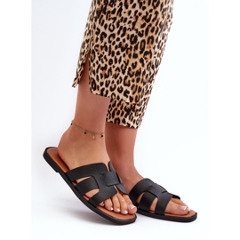 Ženske ravne japanke od eko kože crne boje Risamay crno 2