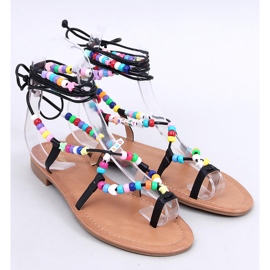 Maios Crne rimske sandale s perlama crna 1