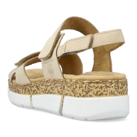 Udobne ženske bež sandale na čičak Rieker V2366-60 1