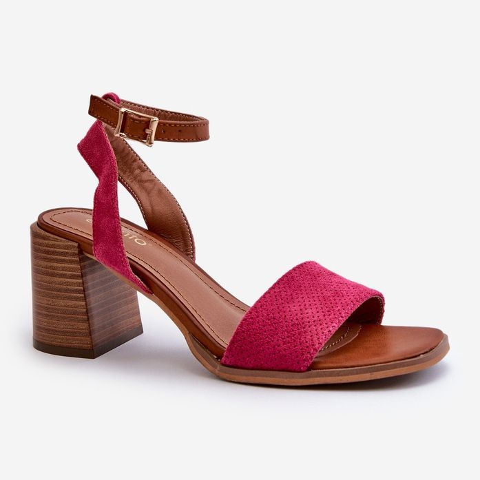 Ženske sandale na visoku petu od Eco Suede Fuchsia Ronvia ružičasta 1