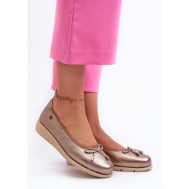 Elegantne ženske balerinke od prirodne kože Maciejka P6504-25 zlatne zlatna 2