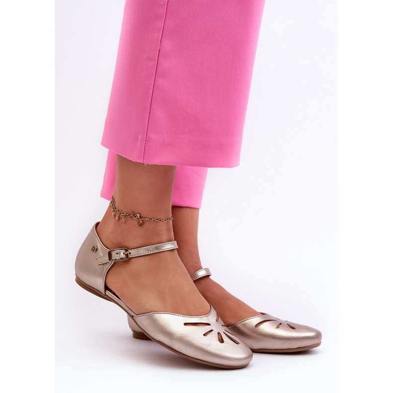 Kožne ženske sandale Maciejka 06641-25 Zlatne zlatni 2