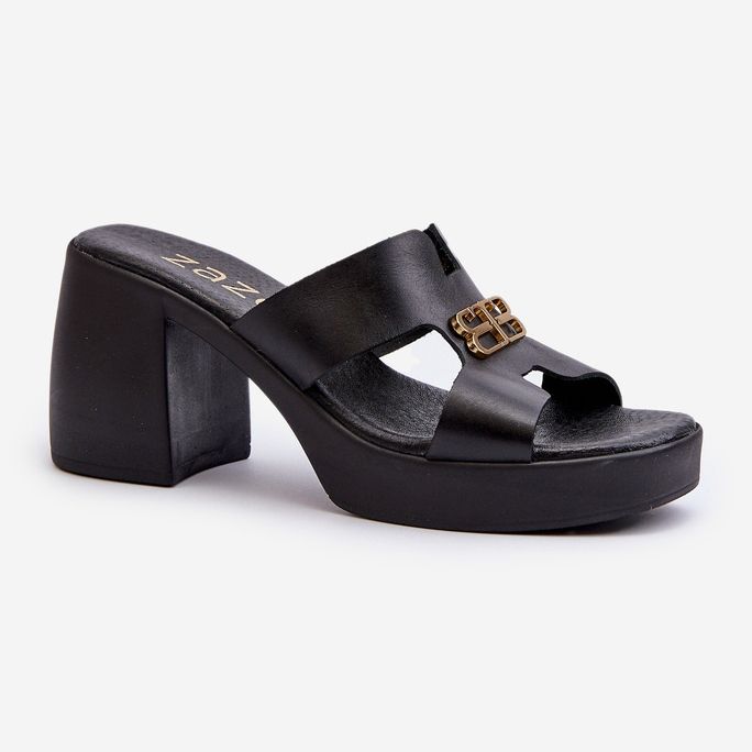 Zazoo 40419 Ženske kožne japanke s izrezima i ukrasima, crne crna 1