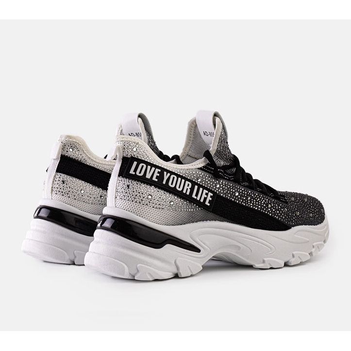 Bijelo-sive sjajne masivne tenisice Senai crno 1