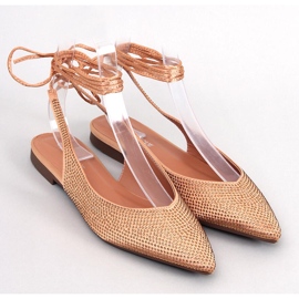 Balerinke s otvorenom petom od kamenčića Vonda Champagne zlatni 1