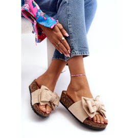 Seastar Bež ženske japanke na plutenu platformu s mašnom 3