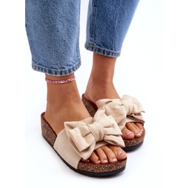 Seastar Bež ženske japanke na plutenu platformu s mašnom 2