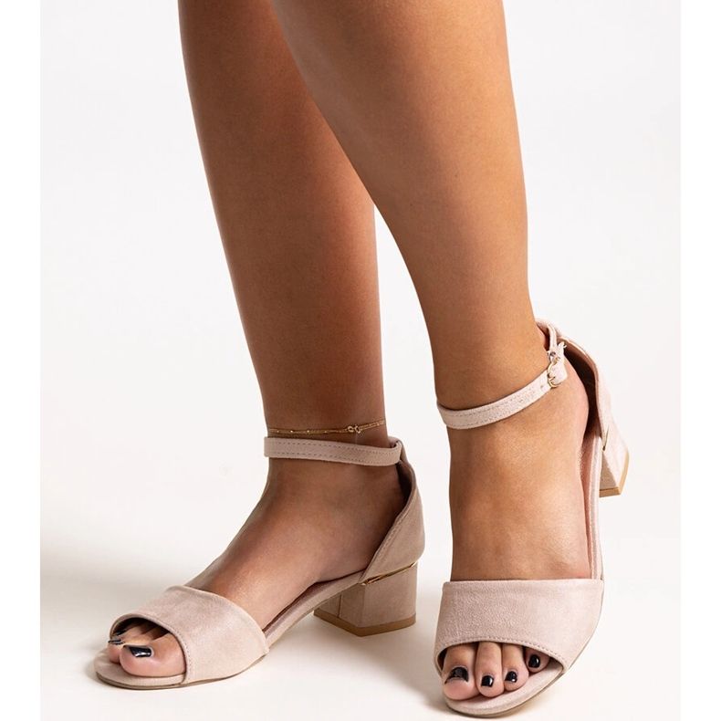 Bež klasične Kinsela sandale na visoku petu 1
